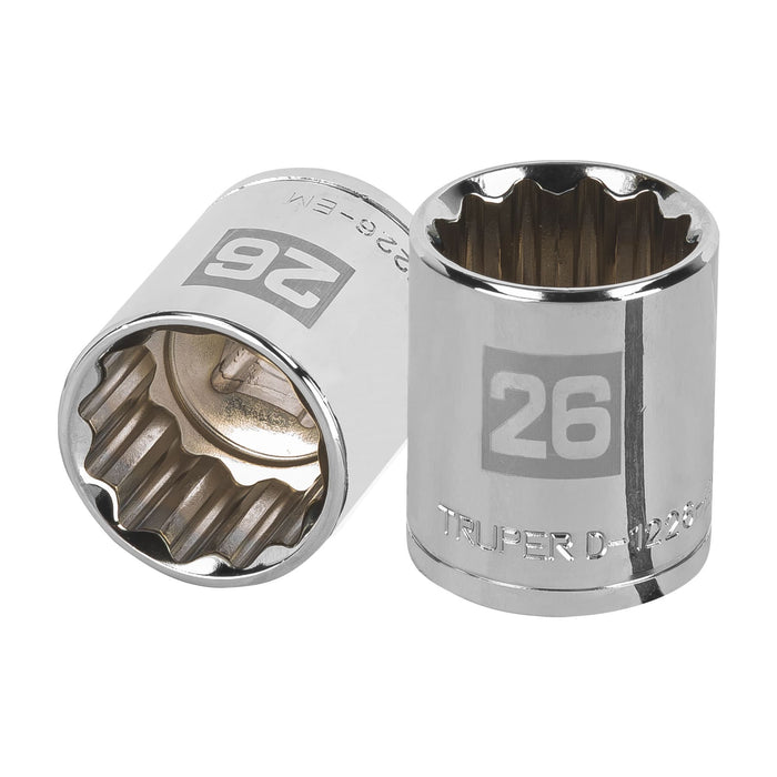 Dado de 26 mm, 12 puntas, cuadro 1/2', TRUPER