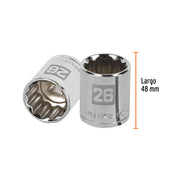 Dado de 26 mm, 12 puntas, cuadro 1/2', TRUPER