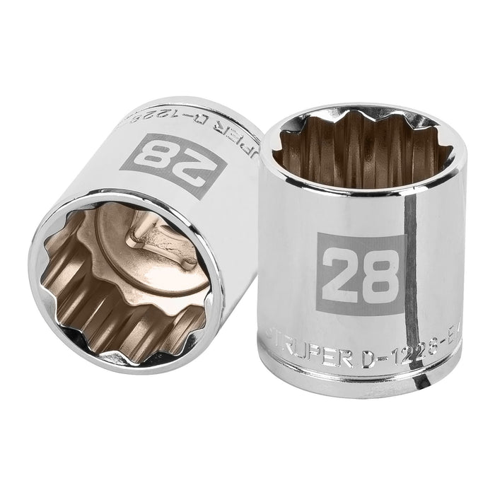 Dado de 28 mm, 12 puntas, cuadro 1/2', TRUPER