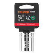 Dado de 7/8', 6 puntas, cuadro 1/2', TRUPER