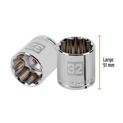 Dado de 32 mm, 12 puntas, cuadro 1/2', TRUPER