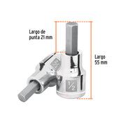 Dado punta hexagonal de 1/2', cuadro 1/2', TRUPER