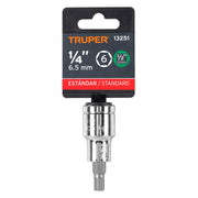 Dado punta hexagonal de 1/4', cuadro 1/2', TRUPER