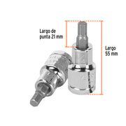 Dado punta hexagonal de 1/4', cuadro 1/2', TRUPER