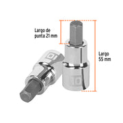 Dado punta hexagonal de 10 mm, cuadro 1/2', TRUPER
