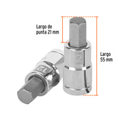 Dado punta hexagonal de 12 mm, cuadro 1/2', TRUPER