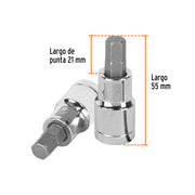 Dado punta hexagonal de 3/8', cuadro 1/2', TRUPER