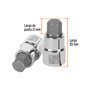 Dado punta hexagonal de 5/8', cuadro 1/2', TRUPER