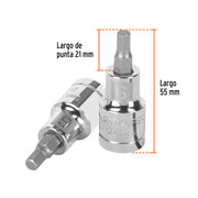 Dado punta hexagonal de 6 mm, cuadro 1/2', TRUPER