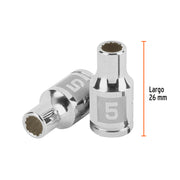 Dado de 5 mm, 12 puntas, cuadro 1/4', TRUPER