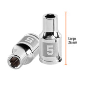 Dado de 5 mm, 6 puntas, cuadro 1/4', TRUPER