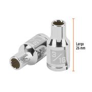 Dado de 3/16', 12 puntas, cuadro 1/4', TRUPER