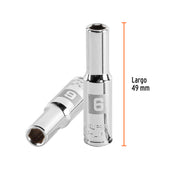 Dado largo de 6 mm, 6 puntas, cuadro 1/4', TRUPER