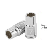 Dado de 7 mm, 12 puntas, cuadro 1/4', TRUPER