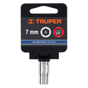 Dado de 7 mm, 6 puntas, cuadro 1/4', TRUPER