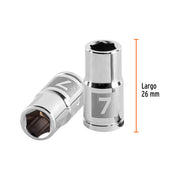 Dado de 7 mm, 6 puntas, cuadro 1/4', TRUPER