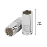 Dado de 8 mm, 12 puntas, cuadro 1/4', TRUPER