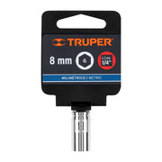 Dado de 8 mm, 6 puntas, cuadro 1/4', TRUPER