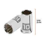 Dado de 10 mm, 12 puntas, cuadro 1/4', TRUPER