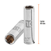 Dado largo de 10 mm, 6 puntas, cuadro 1/4', TRUPER