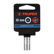 Dado de 10 mm, 6 puntas, cuadro 1/4', TRUPER