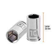 Dado de 10 mm, 6 puntas, cuadro 1/4', TRUPER