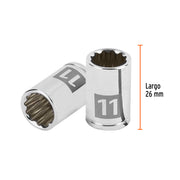 Dado de 11 mm, 12 puntas, cuadro 1/4', TRUPER