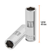 Dado largo de 11 mm, 6 puntas, cuadro 1/4', TRUPER