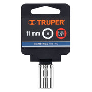 Dado de 11 mm, 6 puntas, cuadro 1/4', TRUPER
