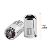 Dado de 11 mm, 6 puntas, cuadro 1/4', TRUPER