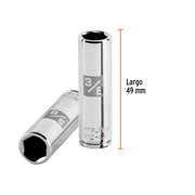 Dado largo de 3/8', 6 puntas, cuadro 1/4', TRUPER