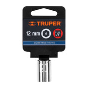 Dado de 12 mm, 6 puntas, cuadro 1/4', TRUPER