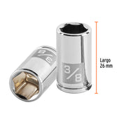Dado de 3/8', 6 puntas, cuadro 1/4', TRUPER