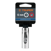 Dado largo de 13 mm, 6 puntas, cuadro 1/4', TRUPER