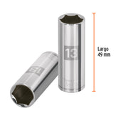 Dado largo de 13 mm, 6 puntas, cuadro 1/4', TRUPER