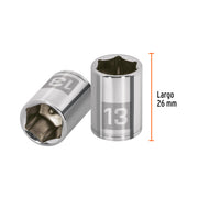 Dado de 13 mm, 6 puntas, cuadro 1/4', TRUPER