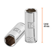 Dado largo de 14 mm, 6 puntas, cuadro 1/4', TRUPER