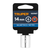 Dado de 14 mm, 6 puntas, cuadro 1/4', TRUPER