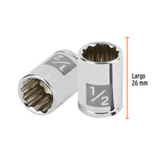 Dado de 1/2', 12 puntas, cuadro 1/4', TRUPER