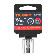 Dado de 9/16', 6 puntas, cuadro 1/4', TRUPER