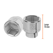 Dado de 50 mm, 6 puntas, cuadro 3/4', TRUPER