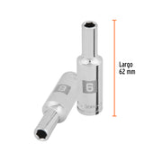 Dado largo de 6 mm, 6 puntas, cuadro 3/8', TRUPER