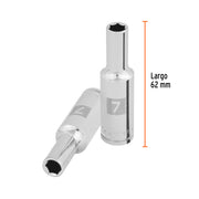 Dado largo de 7 mm, 6 puntas, cuadro 3/8', TRUPER