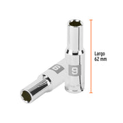 Dado largo de 9 mm, 6 puntas, cuadro 3/8', TRUPER