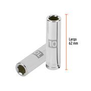 Dado largo de 10 mm, 6 puntas, cuadro 3/8', TRUPER