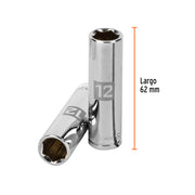 Dado largo de 12 mm, 6 puntas, cuadro 3/8', TRUPER