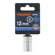 Dado de 12 mm, 6 puntas, cuadro 3/8', TRUPER
