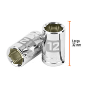 Dado de 12 mm, 6 puntas, cuadro 3/8', TRUPER
