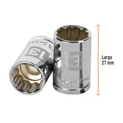 Dado de 13 mm, 12 puntas, cuadro 3/8', TRUPER