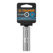 Dado largo de 14 mm, 6 puntas, cuadro 3/8', TRUPER